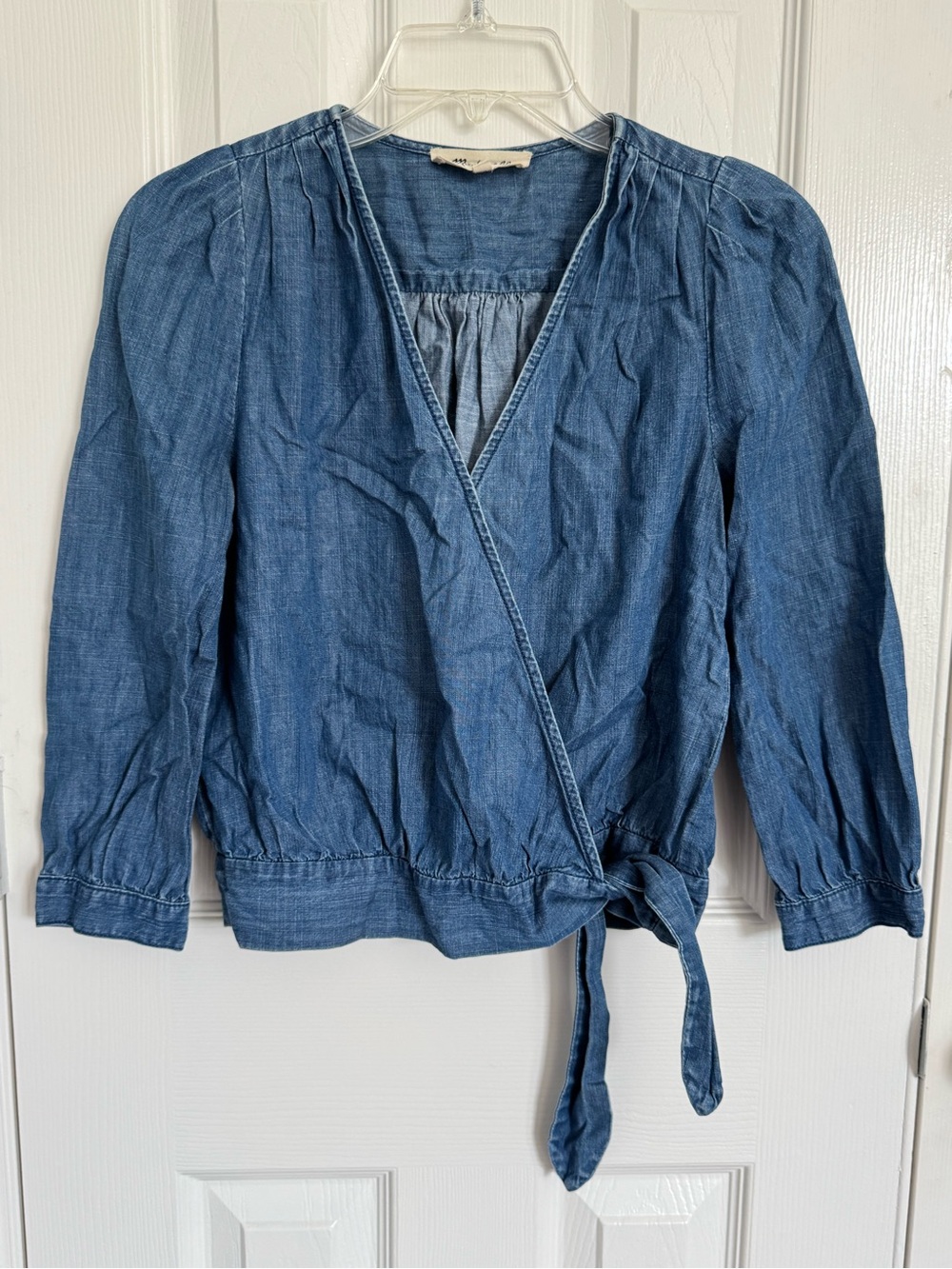 Madewell Indigo Wrap-Front Denim Blouse
